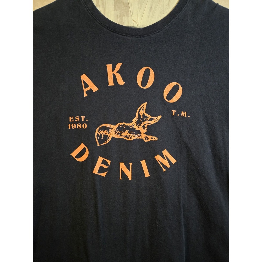 Akoo Men's T-Shirt Black Orange XL Tall Fox